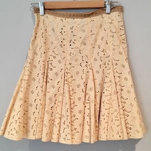 Vintage Blumarine Cream Eyelet Lace Godet Skirt, sz 2/4